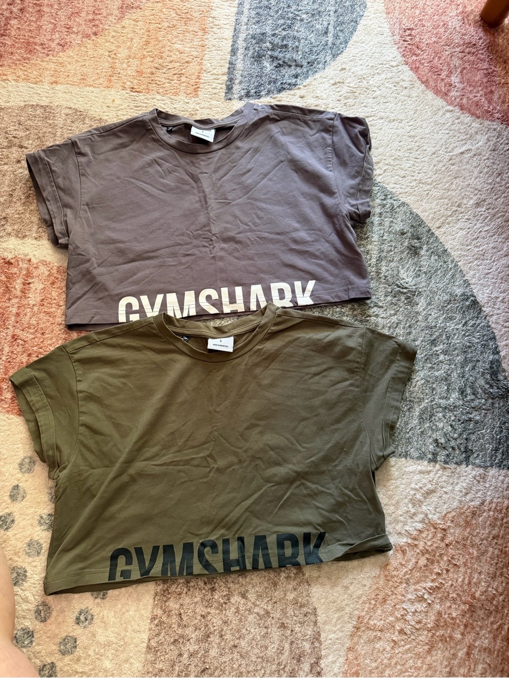 Gymshark Crop Tee in Olive Green and Taupe